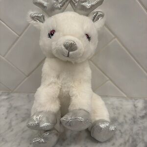 The Bear Factory “Snowflake” The Reindeer Plush Stuffed White w/ Silver Accents